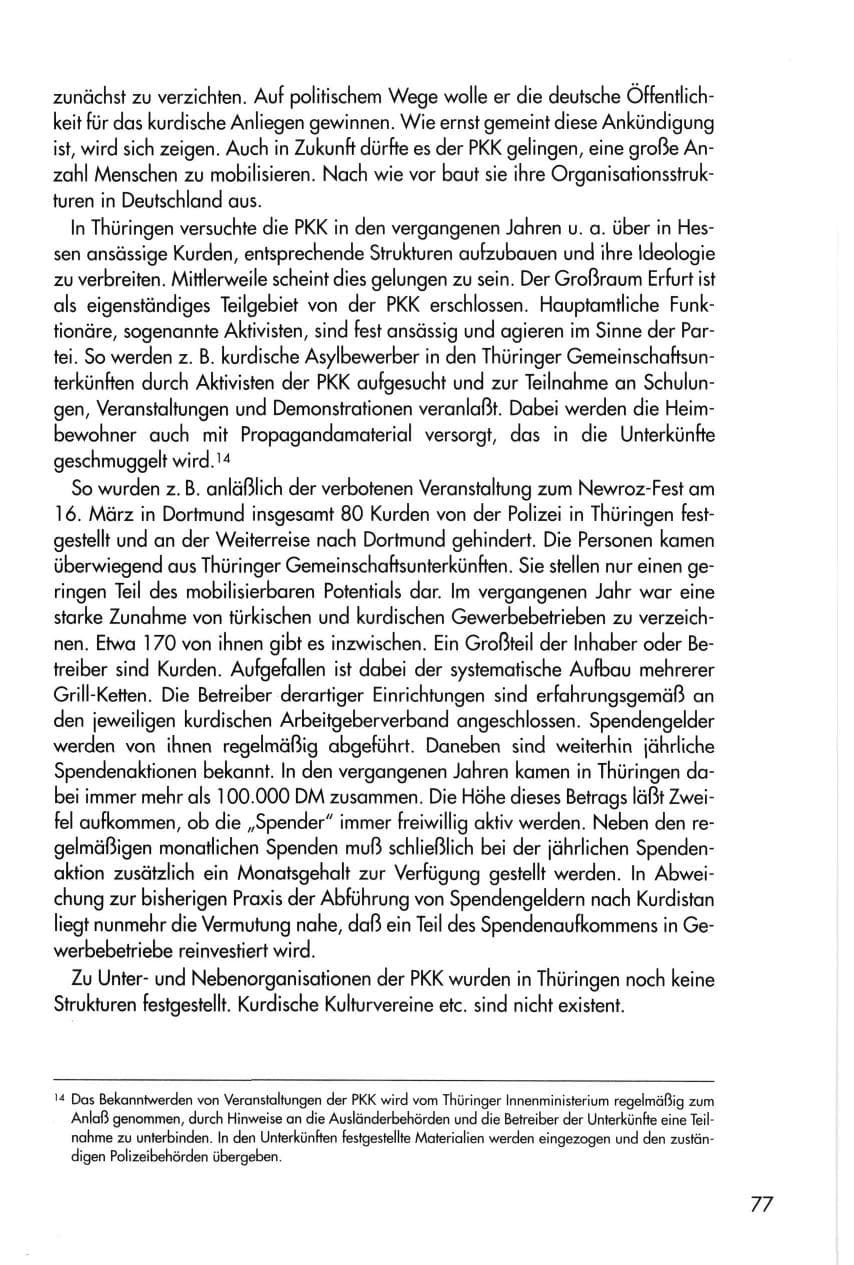 Seite 77 des Verfassungsschutzbericht 1996 Thüringen
