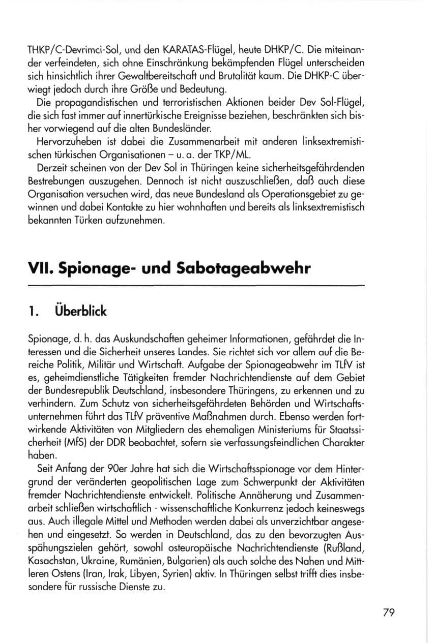 Seite 79 des Verfassungsschutzbericht 1996 Thüringen
