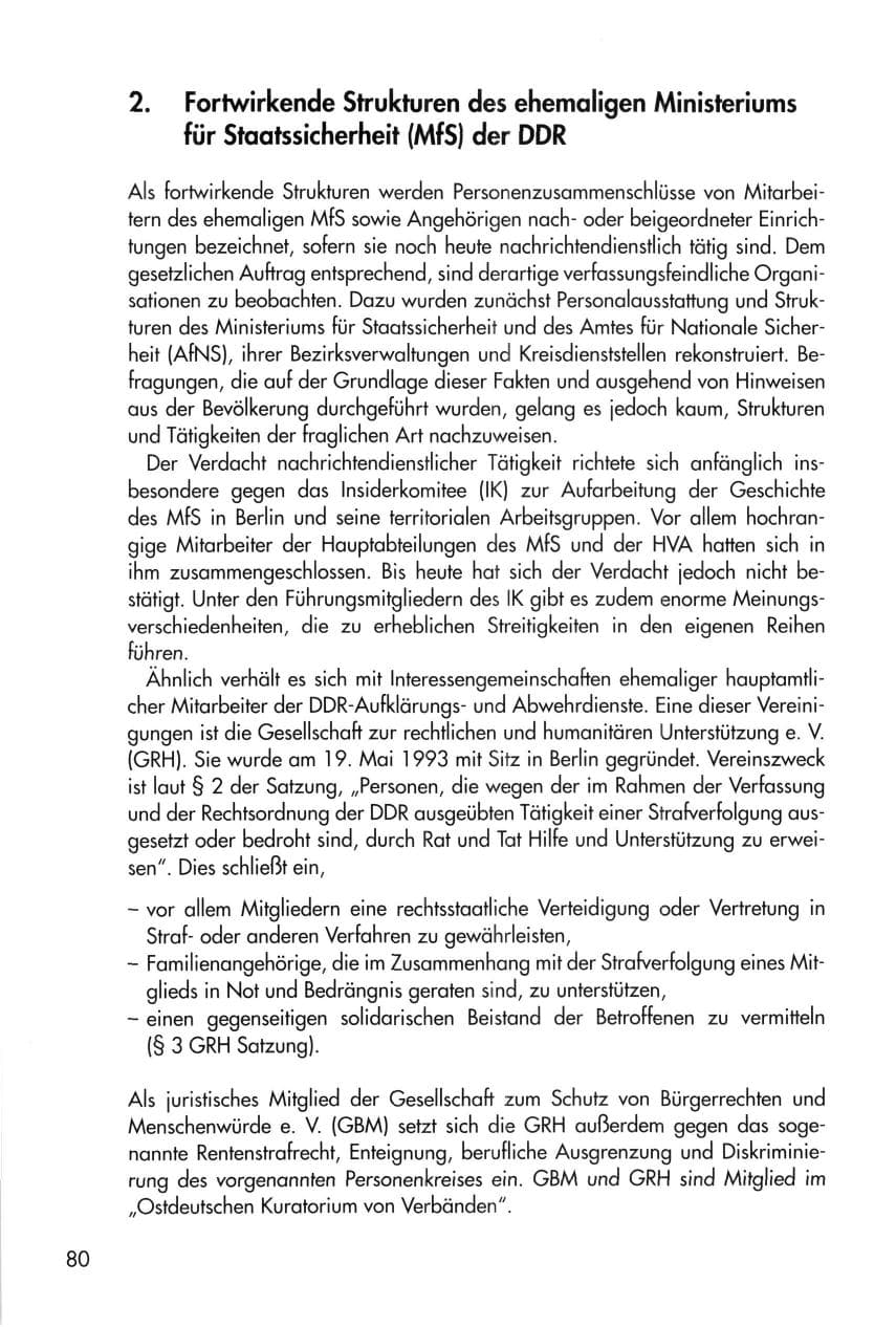 Seite 80 des Verfassungsschutzbericht 1996 Thüringen