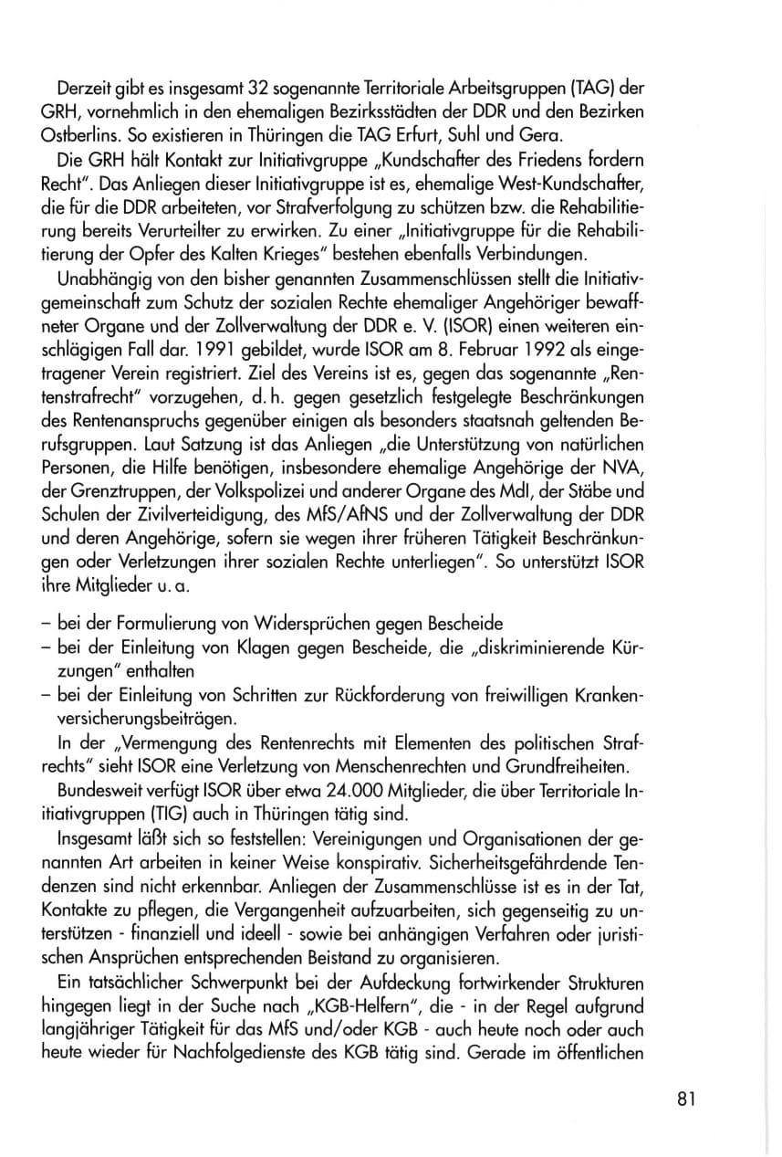 Seite 81 des Verfassungsschutzbericht 1996 Thüringen