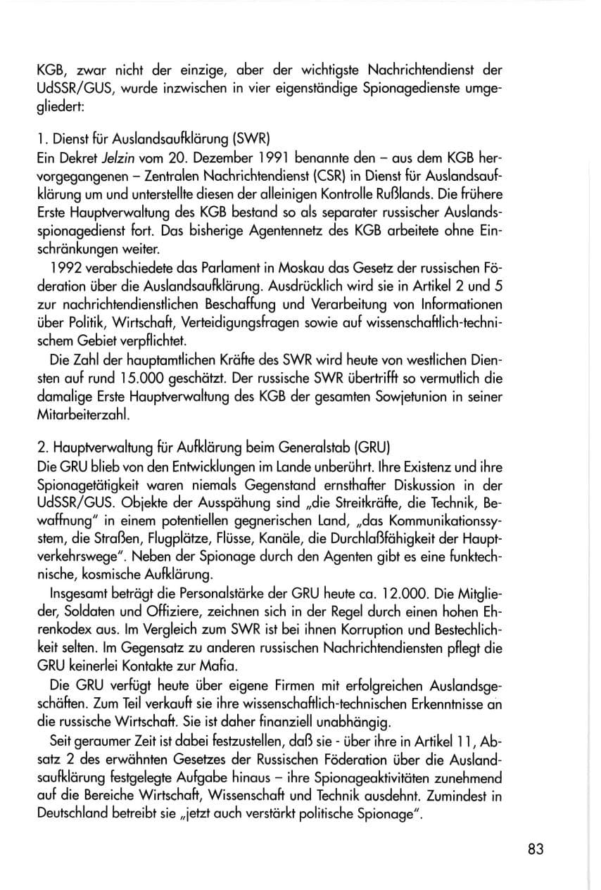 Seite 83 des Verfassungsschutzbericht 1996 Thüringen