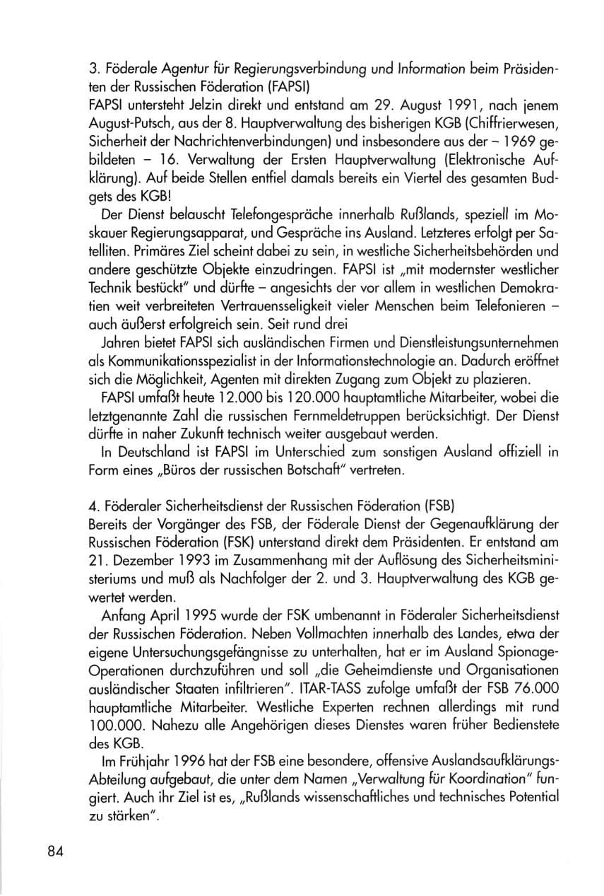 Seite 84 des Verfassungsschutzbericht 1996 Thüringen