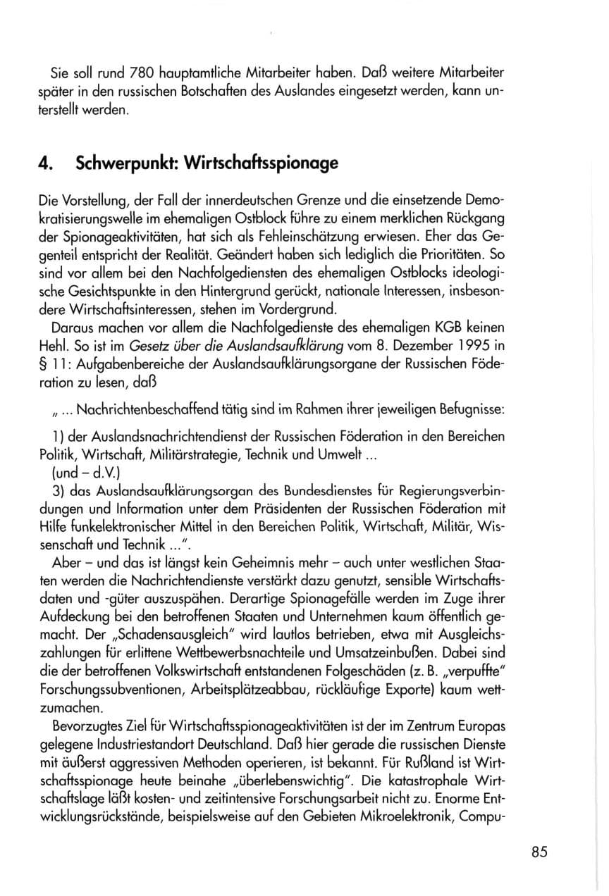 Seite 85 des Verfassungsschutzbericht 1996 Thüringen