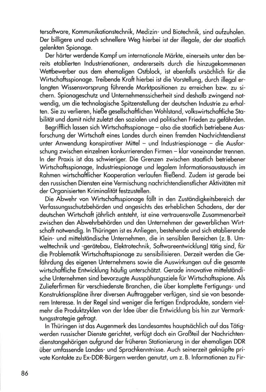 Seite 86 des Verfassungsschutzbericht 1996 Thüringen