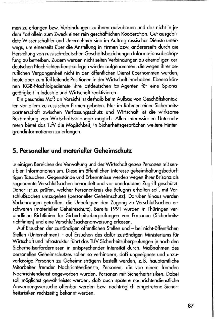 Seite 87 des Verfassungsschutzbericht 1996 Thüringen