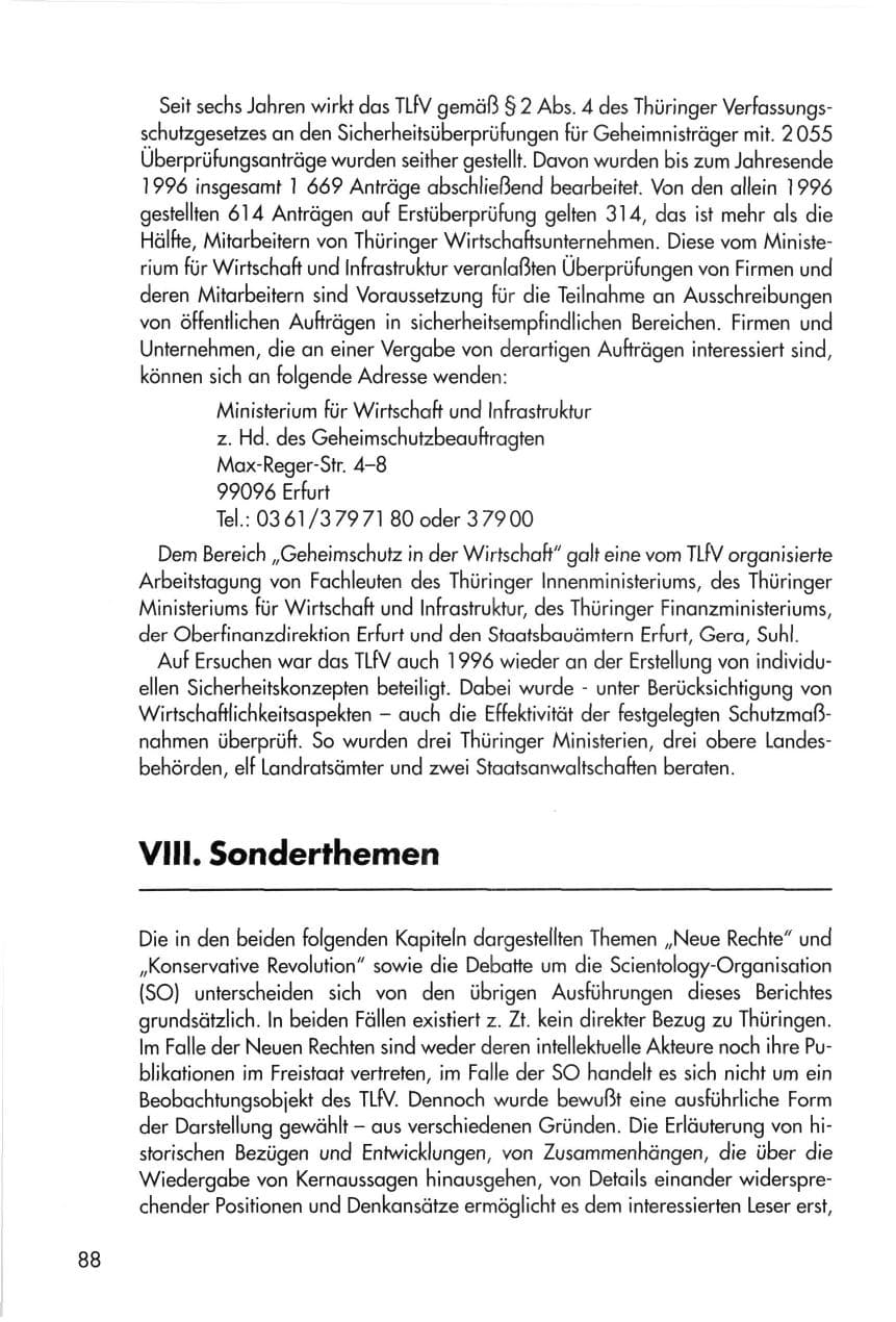Seite 88 des Verfassungsschutzbericht 1996 Thüringen