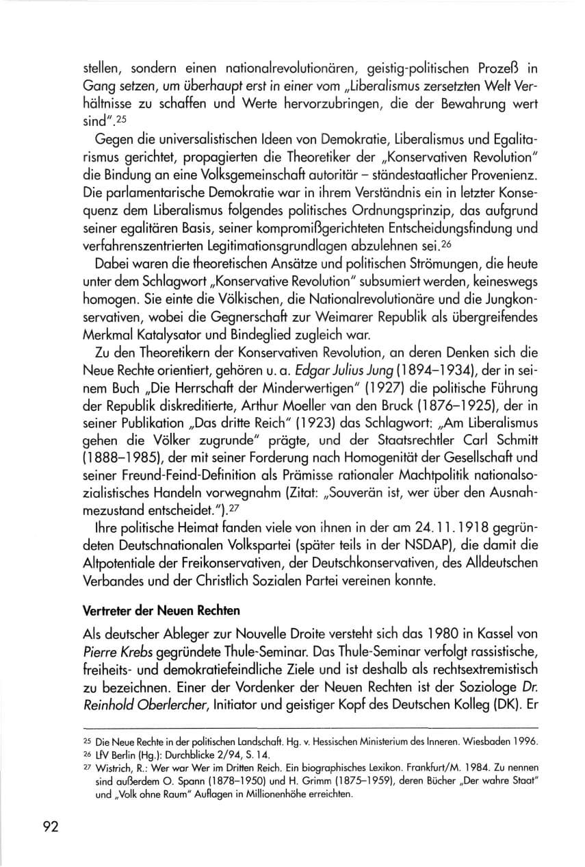 Seite 92 des Verfassungsschutzbericht 1996 Thüringen
