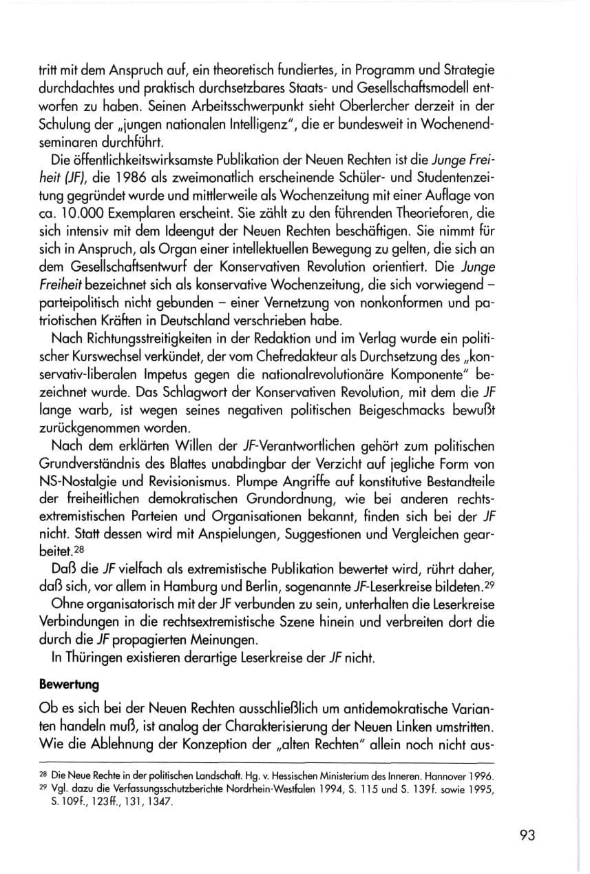 Seite 93 des Verfassungsschutzbericht 1996 Thüringen