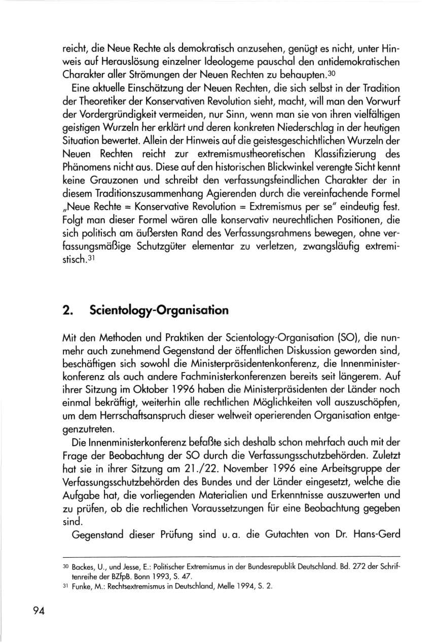 Seite 94 des Verfassungsschutzbericht 1996 Thüringen