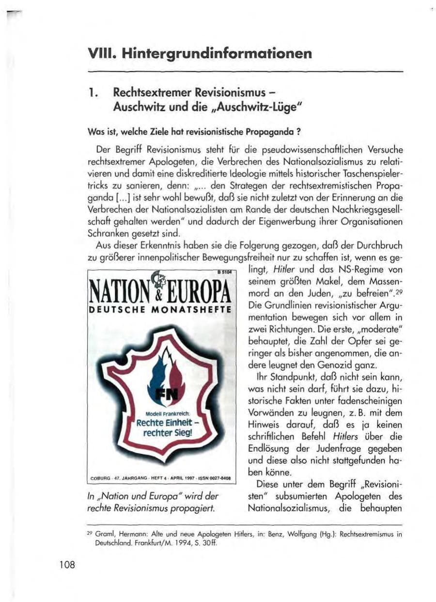 Seite 110 des Verfassungsschutzbericht 1997 Thüringen
