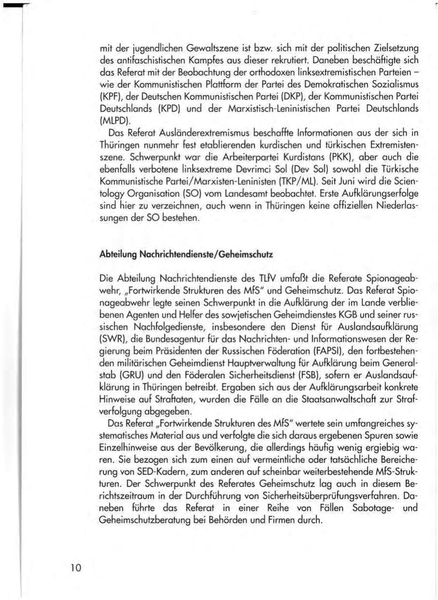 Seite 12 des Verfassungsschutzbericht 1997 Thüringen