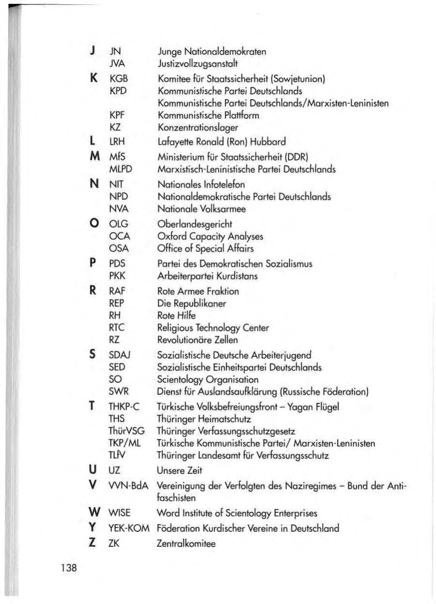 Seite 140 des Verfassungsschutzbericht 1997 Thüringen