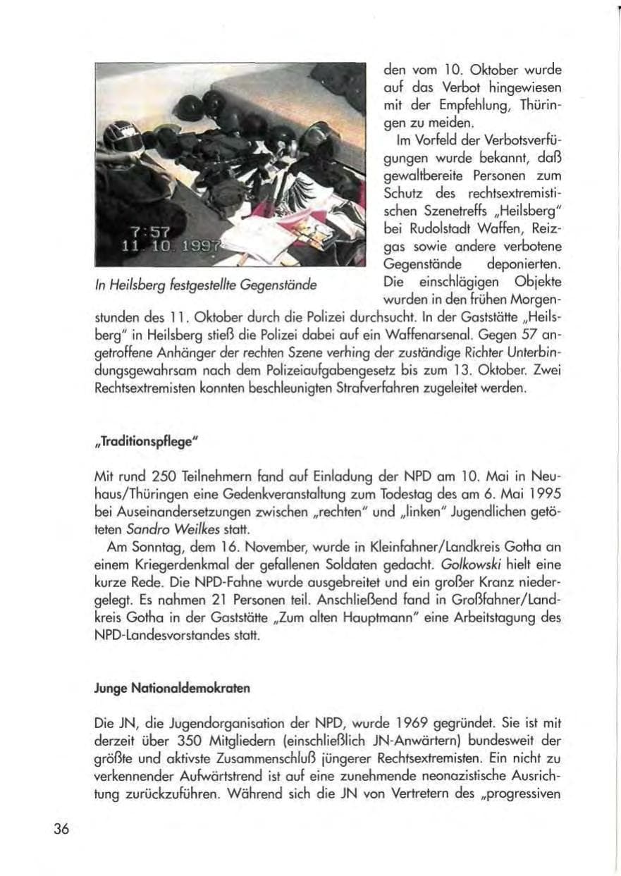 Seite 38 des Verfassungsschutzbericht 1997 Thüringen