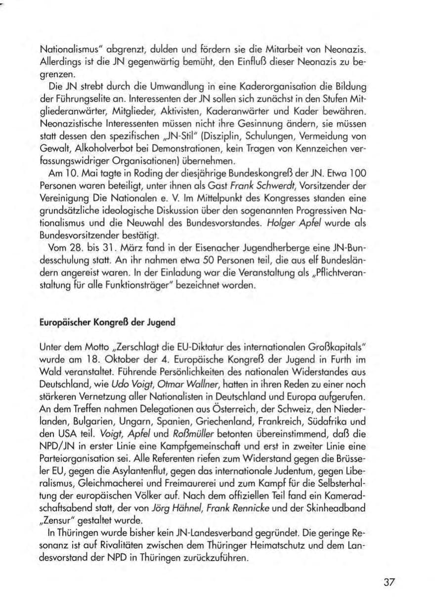 Seite 39 des Verfassungsschutzbericht 1997 Thüringen