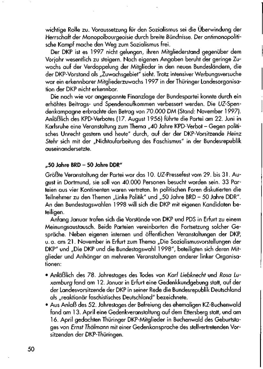 Seite 52 des Verfassungsschutzbericht 1997 Thüringen