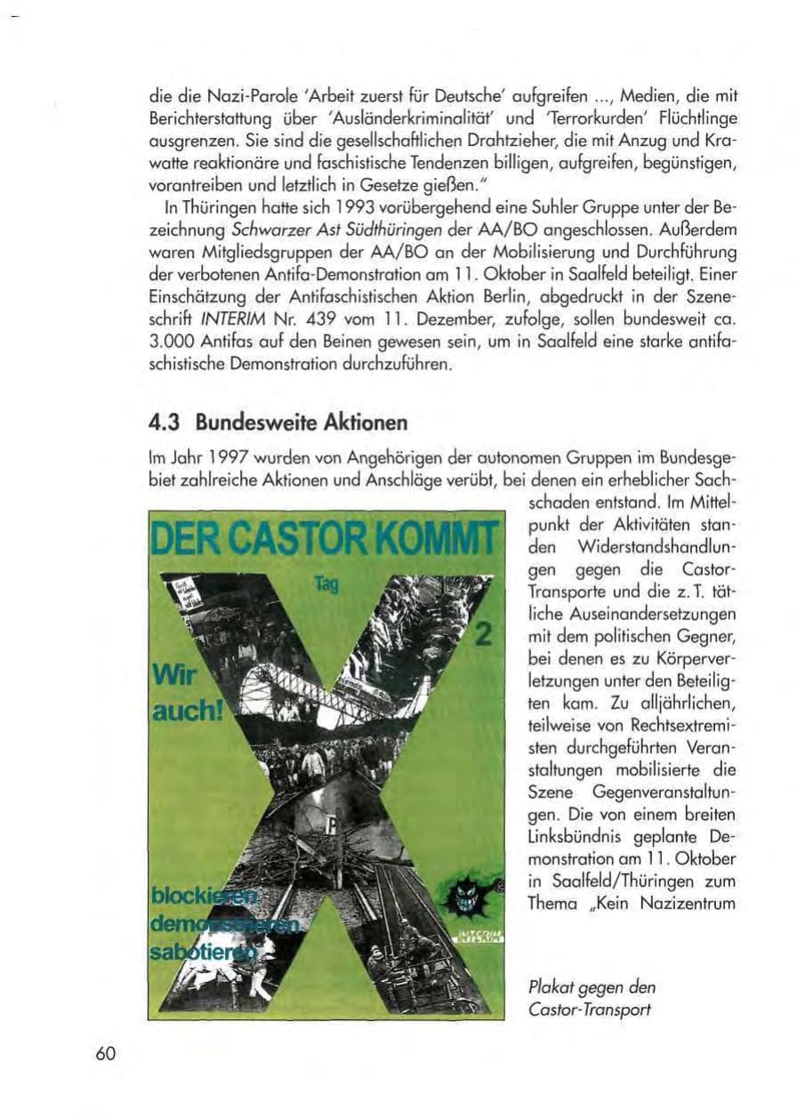 Seite 62 des Verfassungsschutzbericht 1997 Thüringen