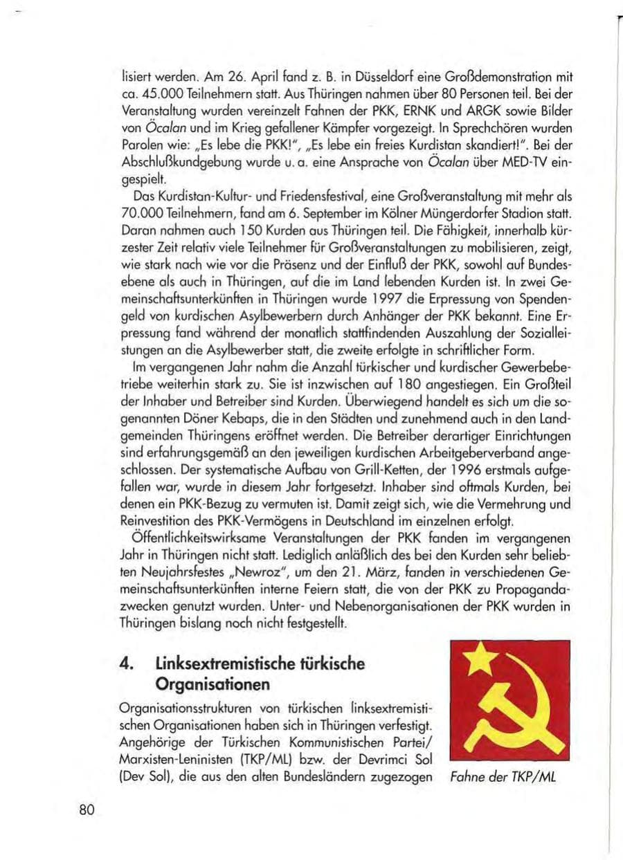 Seite 82 des Verfassungsschutzbericht 1997 Thüringen