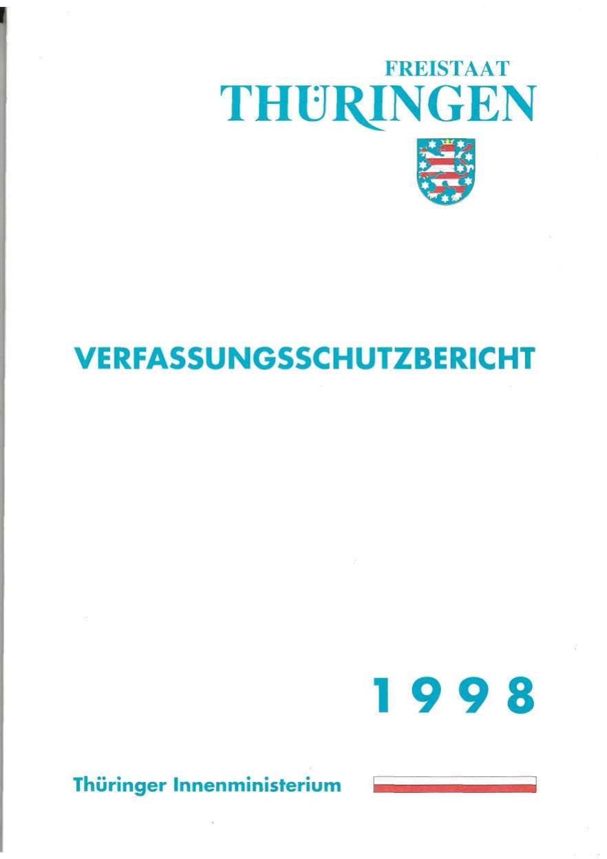 Seite 1 des Verfassungsschutzbericht 1998 Thüringen