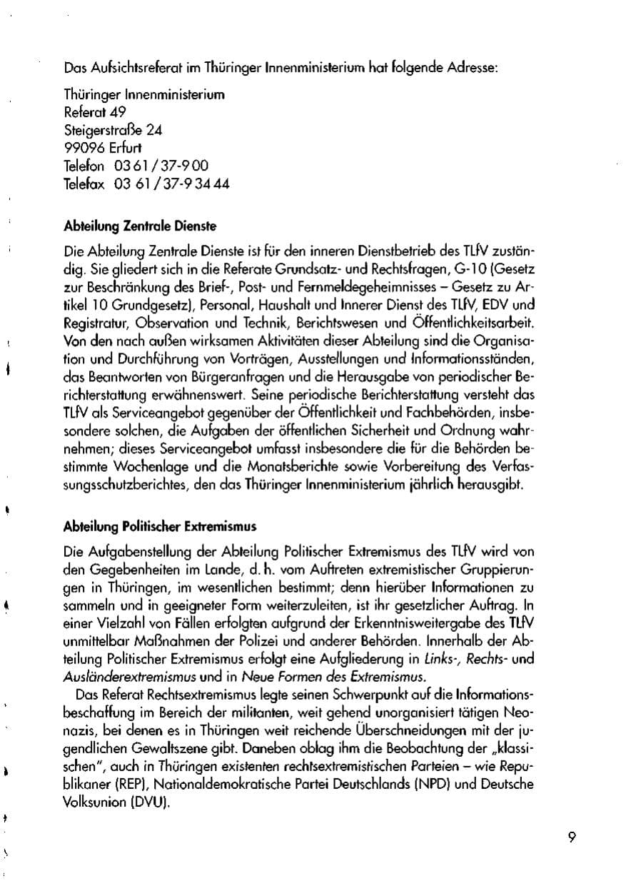 Seite 11 des Verfassungsschutzbericht 1998 Thüringen