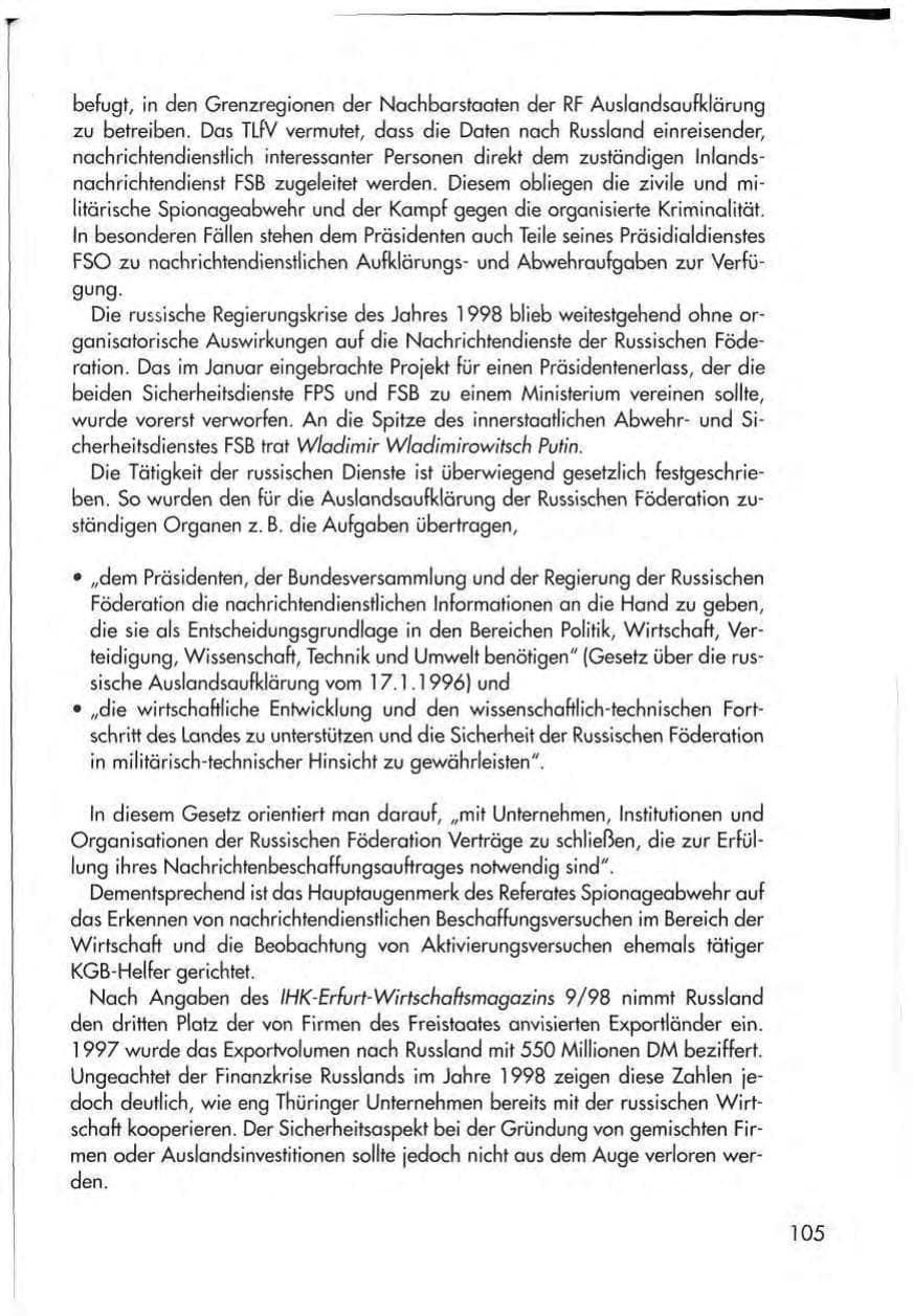 Seite 107 des Verfassungsschutzbericht 1998 Thüringen
