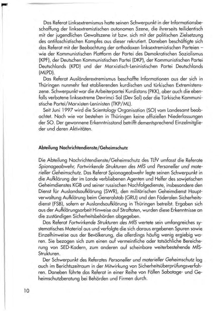 Seite 12 des Verfassungsschutzbericht 1998 Thüringen