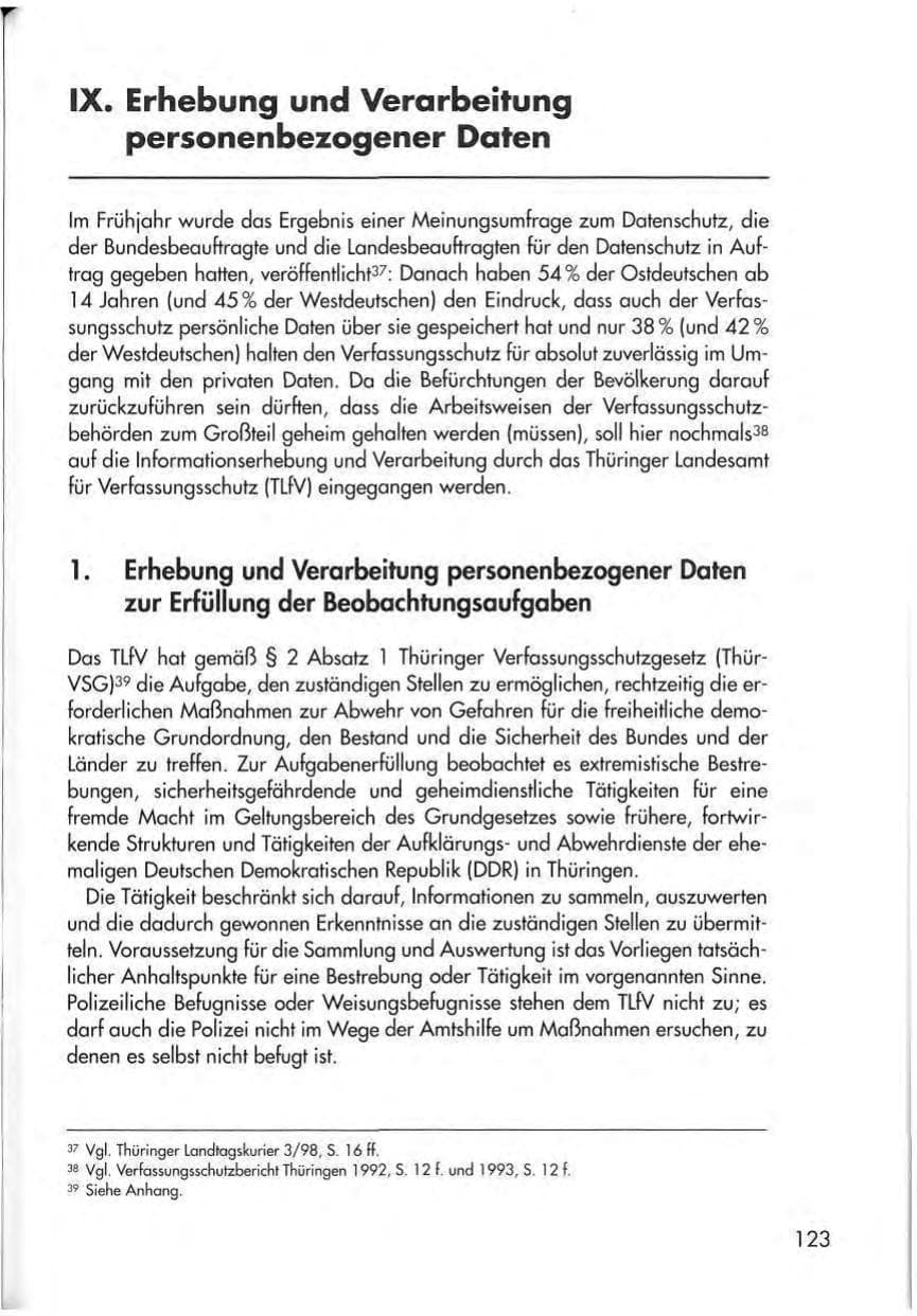 Seite 125 des Verfassungsschutzbericht 1998 Thüringen