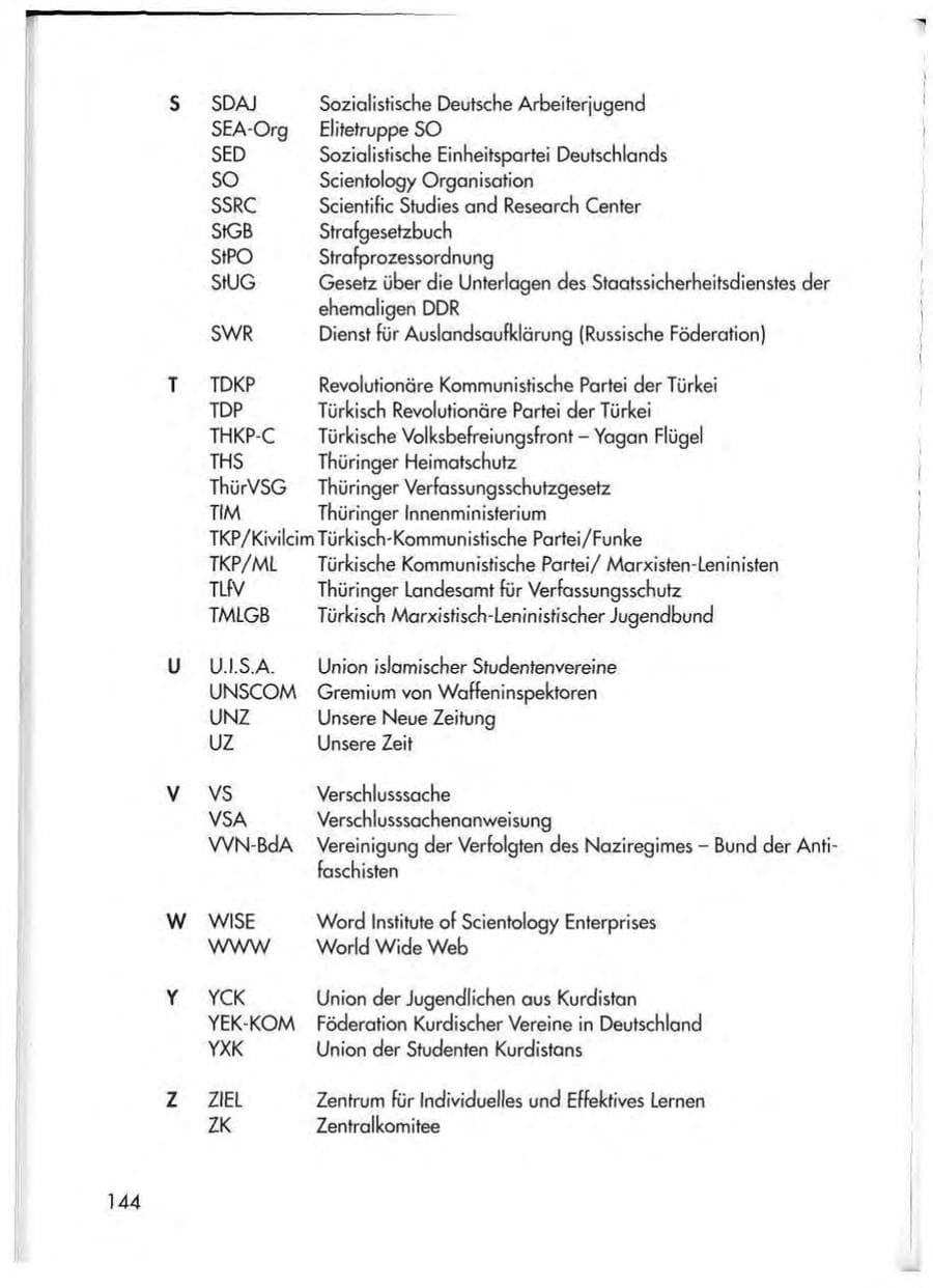 Seite 146 des Verfassungsschutzbericht 1998 Thüringen