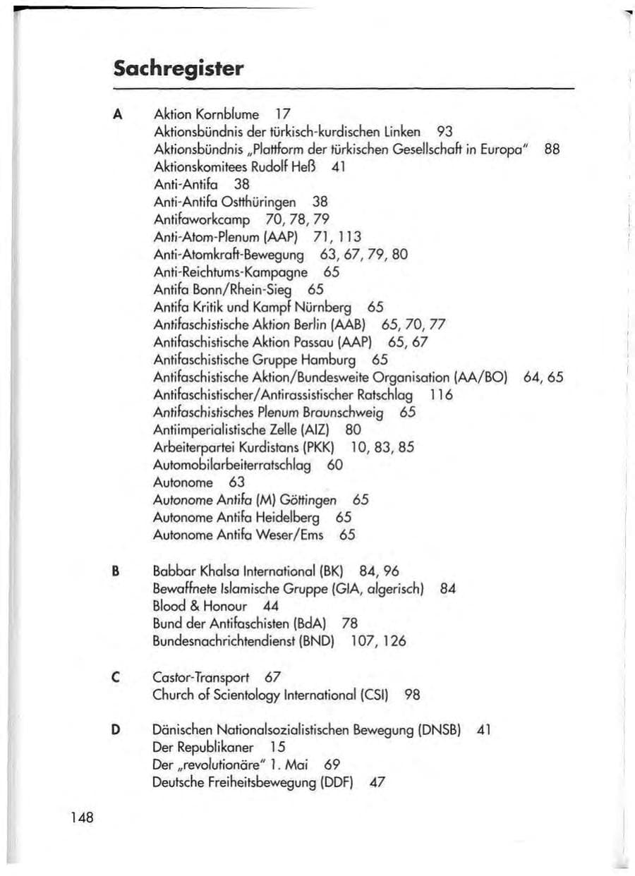 Seite 150 des Verfassungsschutzbericht 1998 Thüringen