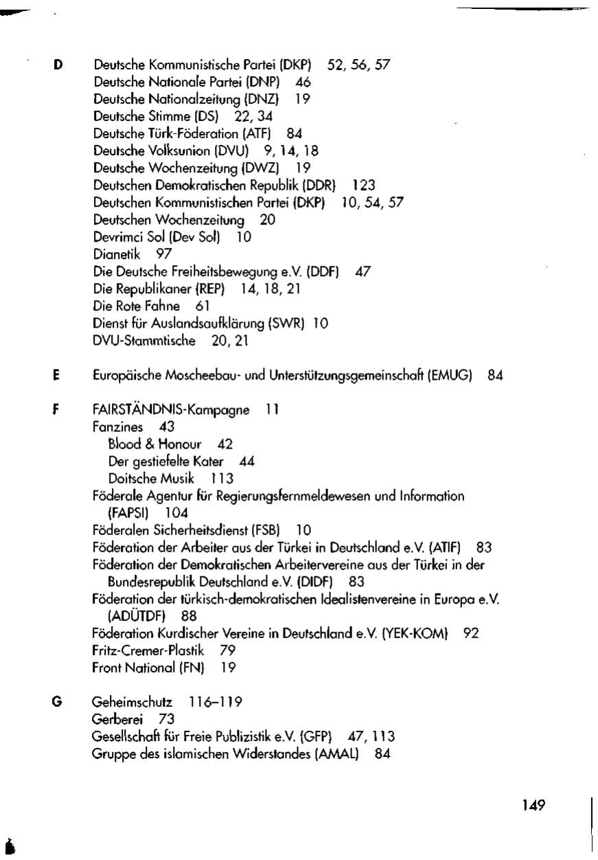 Seite 151 des Verfassungsschutzbericht 1998 Thüringen