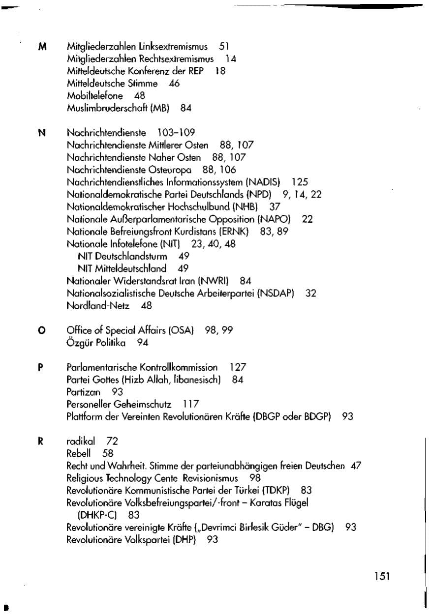 Seite 153 des Verfassungsschutzbericht 1998 Thüringen