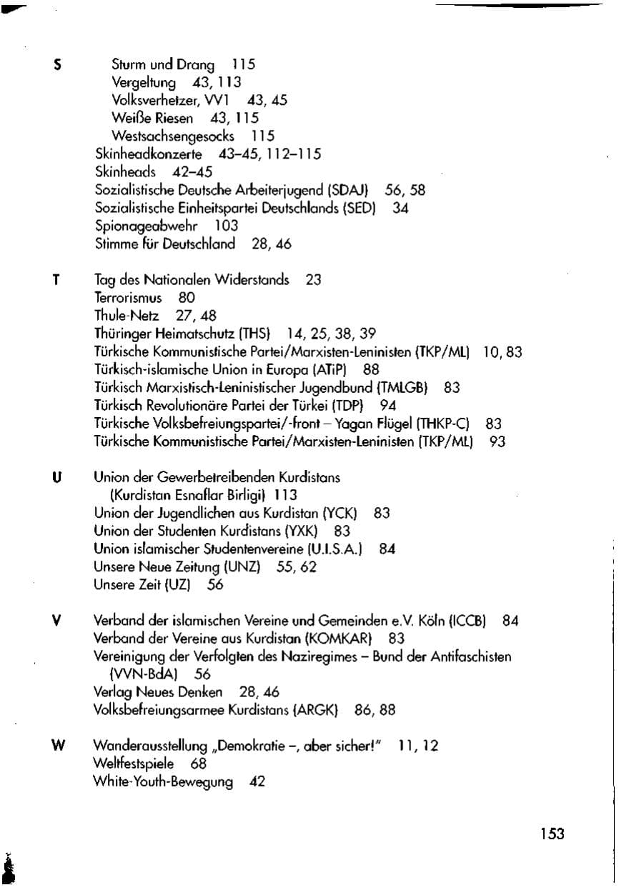 Seite 155 des Verfassungsschutzbericht 1998 Thüringen