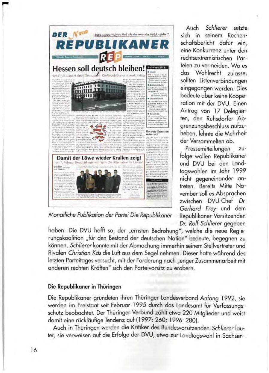 Seite 18 des Verfassungsschutzbericht 1998 Thüringen