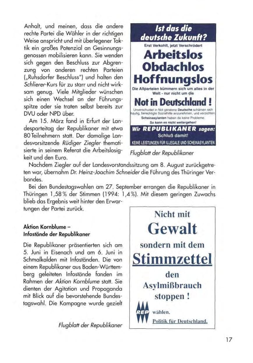 Seite 19 des Verfassungsschutzbericht 1998 Thüringen