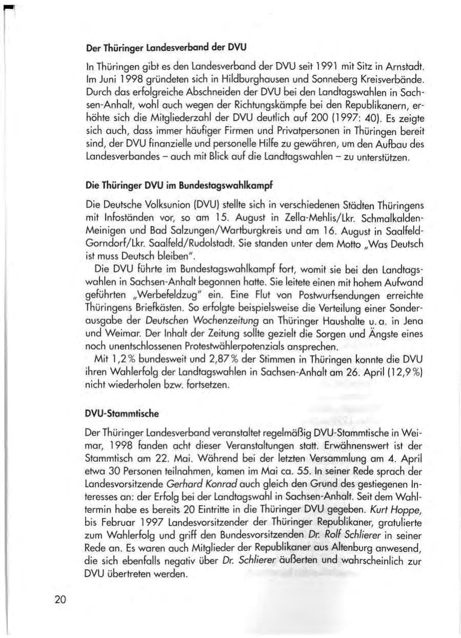 Seite 22 des Verfassungsschutzbericht 1998 Thüringen