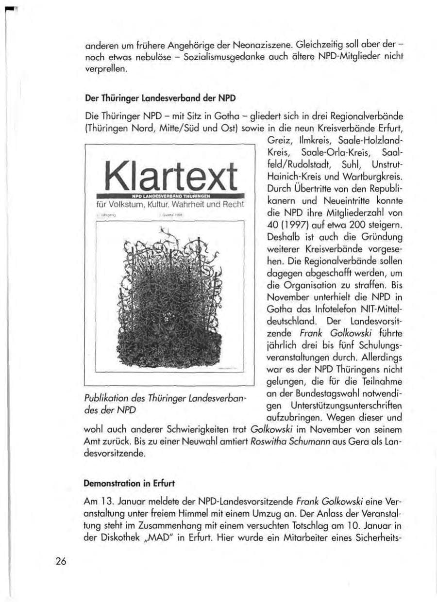 Seite 28 des Verfassungsschutzbericht 1998 Thüringen