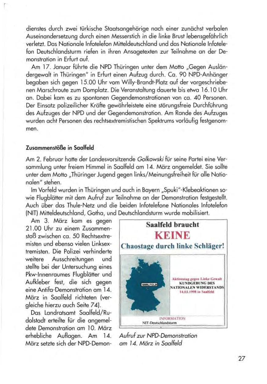 Seite 29 des Verfassungsschutzbericht 1998 Thüringen
