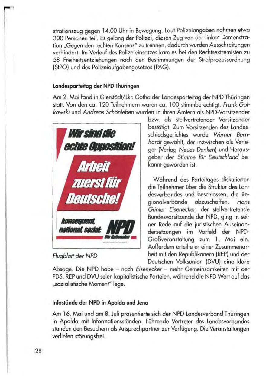 Seite 30 des Verfassungsschutzbericht 1998 Thüringen