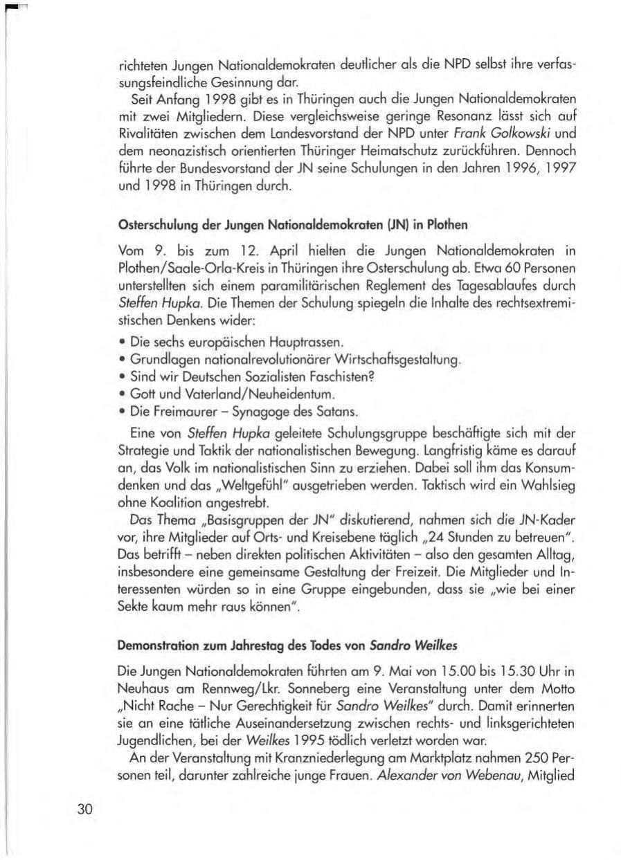 Seite 32 des Verfassungsschutzbericht 1998 Thüringen
