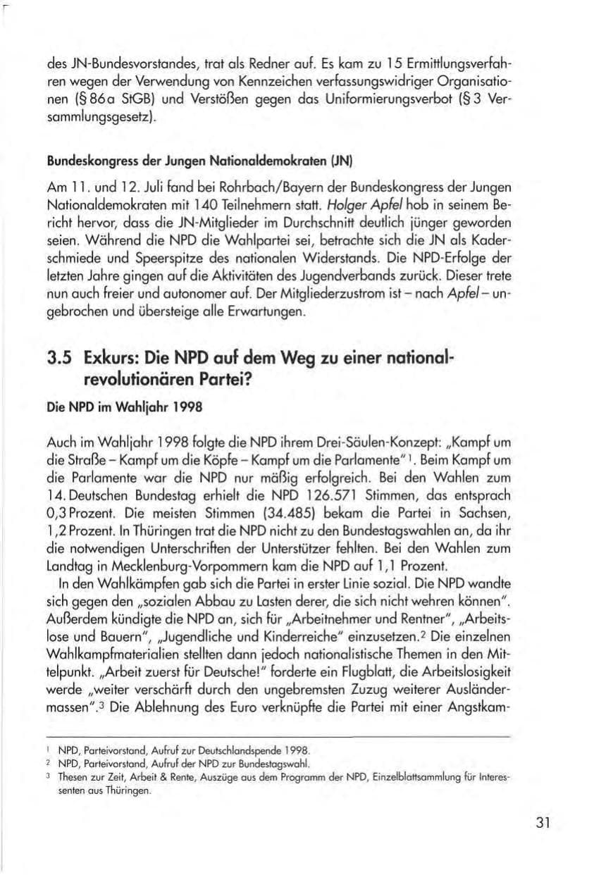 Seite 33 des Verfassungsschutzbericht 1998 Thüringen