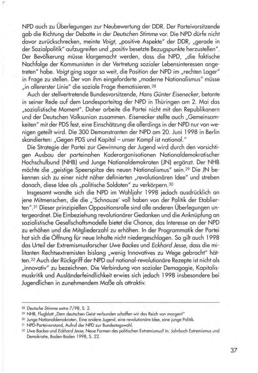 Seite 39 des Verfassungsschutzbericht 1998 Thüringen