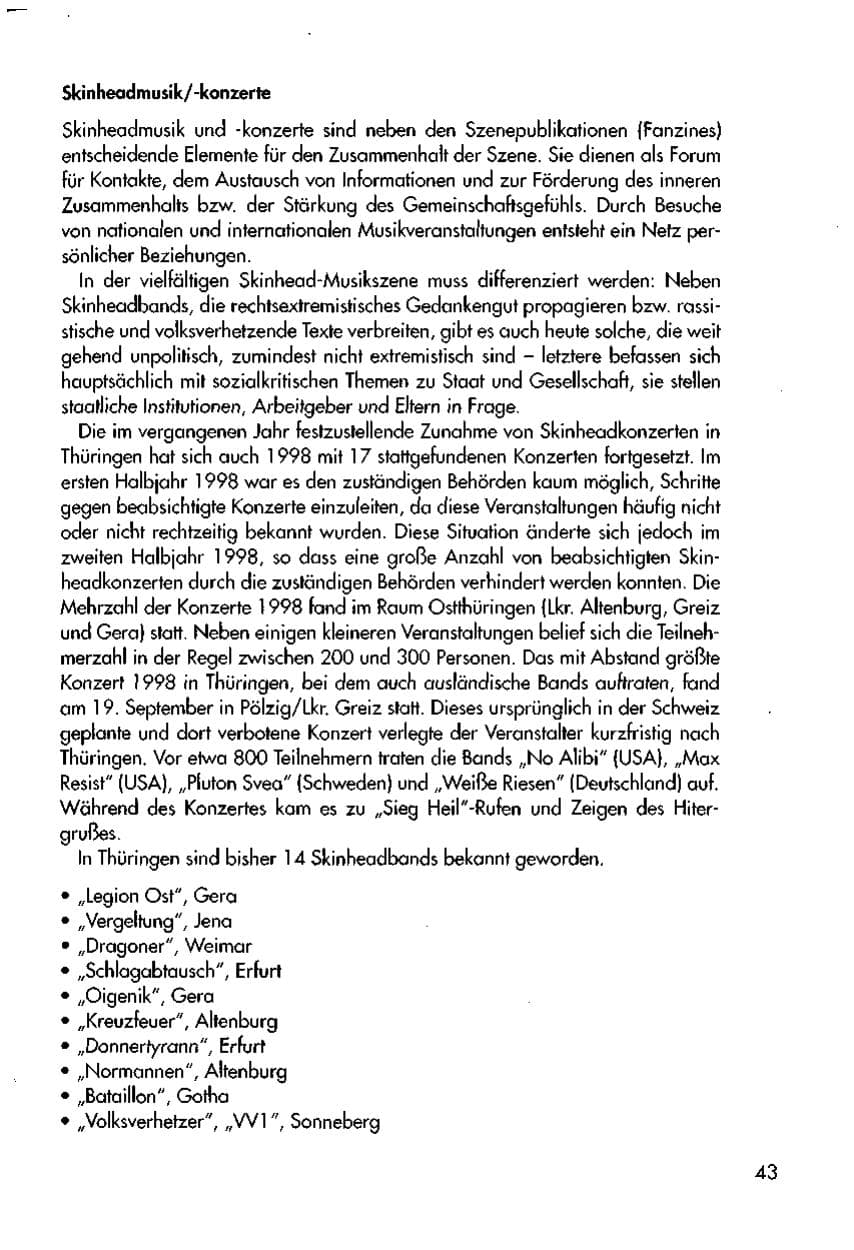 Seite 45 des Verfassungsschutzbericht 1998 Thüringen