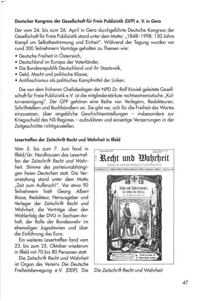 Seite 49 des Verfassungsschutzbericht 1998 Thüringen