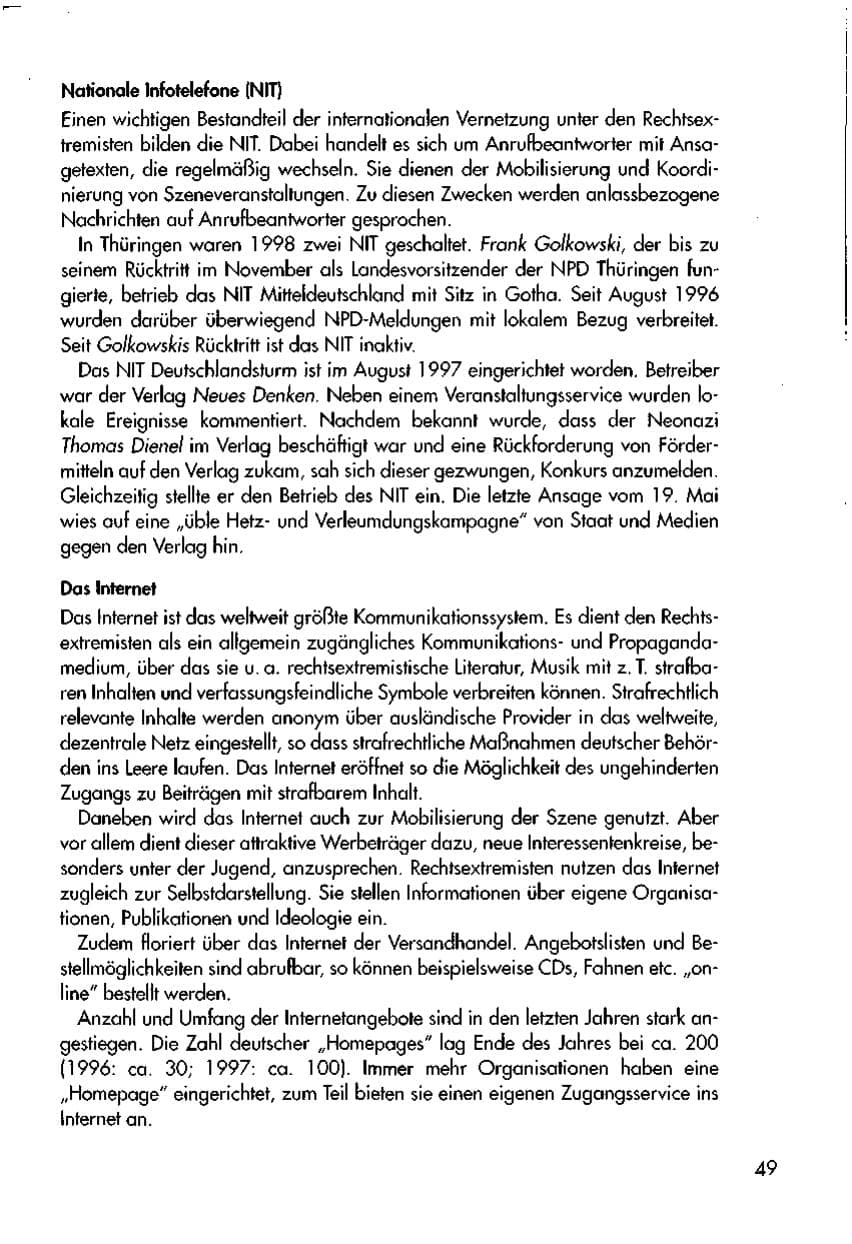 Seite 51 des Verfassungsschutzbericht 1998 Thüringen
