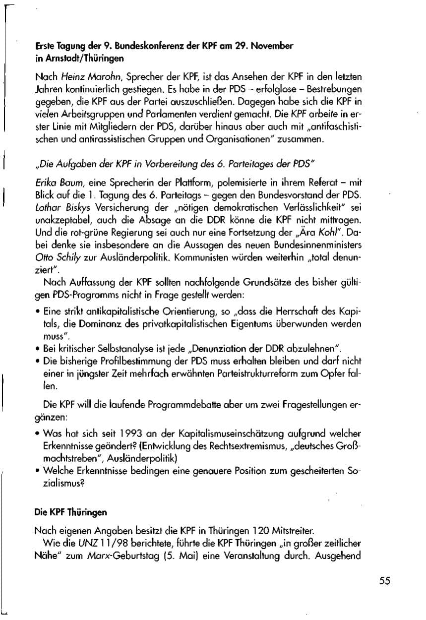 Seite 57 des Verfassungsschutzbericht 1998 Thüringen