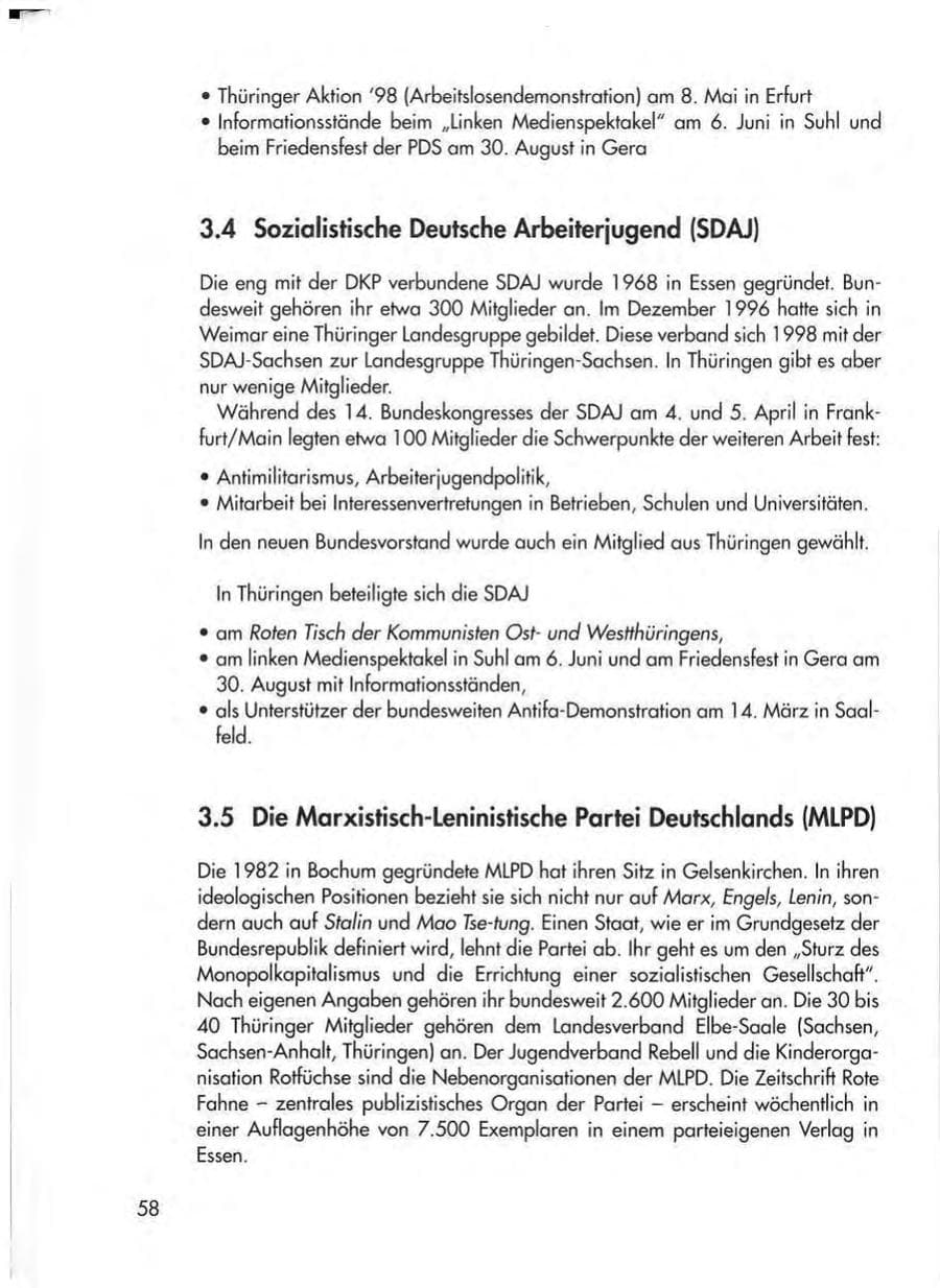 Seite 60 des Verfassungsschutzbericht 1998 Thüringen