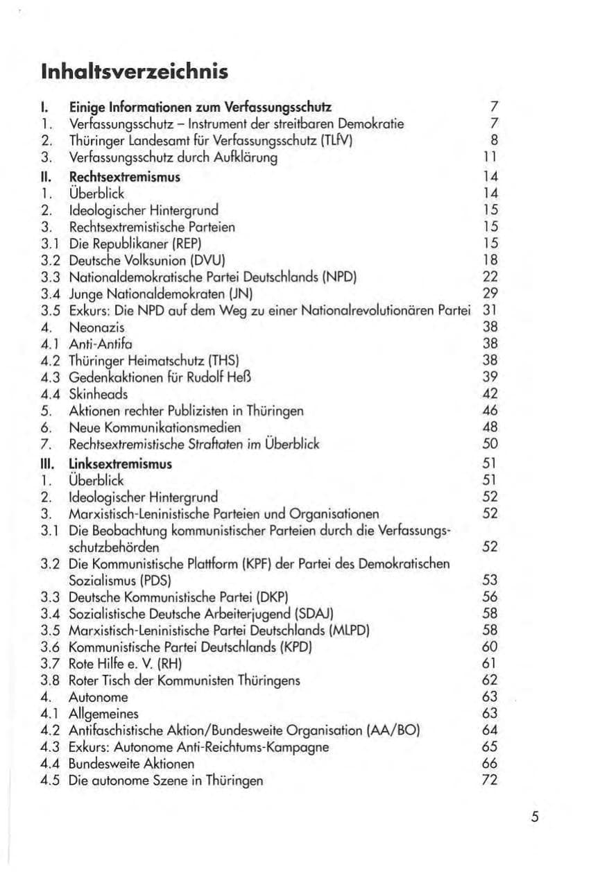 Seite 7 des Verfassungsschutzbericht 1998 Thüringen
