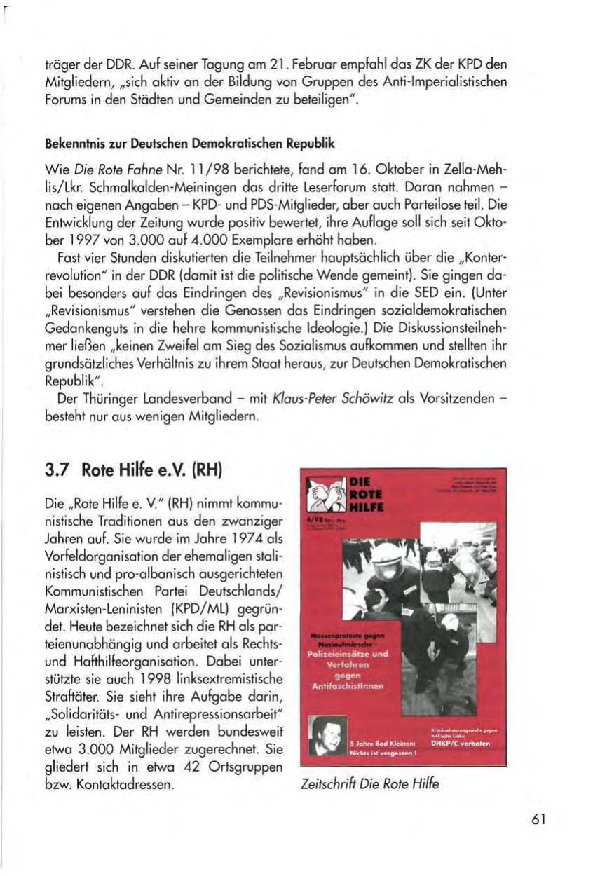 Seite 63 des Verfassungsschutzbericht 1998 Thüringen