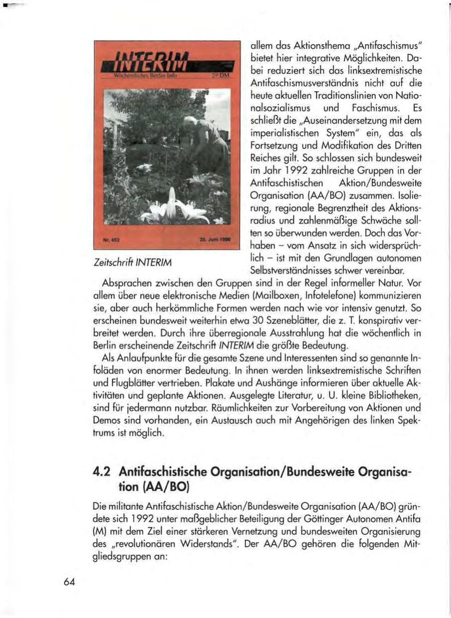 Seite 66 des Verfassungsschutzbericht 1998 Thüringen