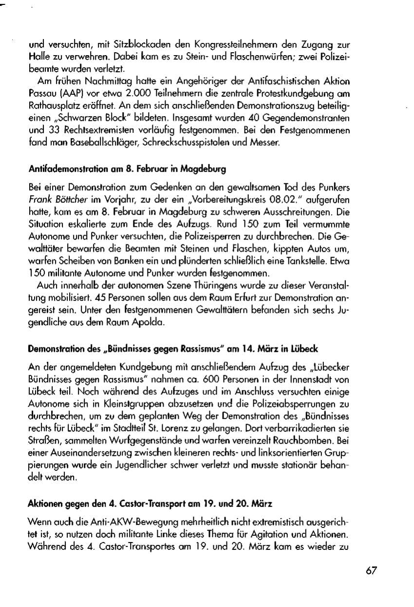 Seite 69 des Verfassungsschutzbericht 1998 Thüringen