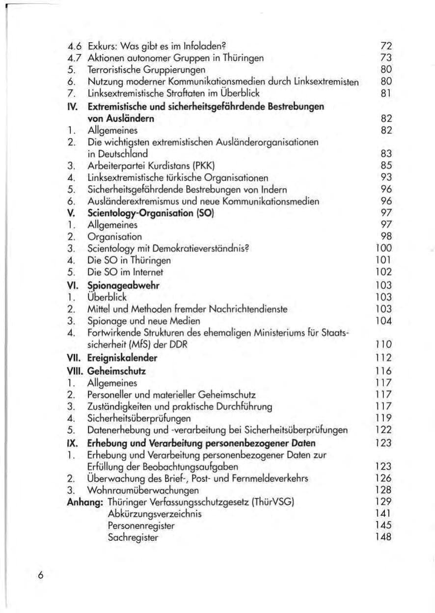 Seite 8 des Verfassungsschutzbericht 1998 Thüringen